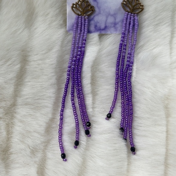 Handmade Purple Dangling Earrings NWT - Picture 4 of 5